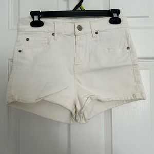 High-Waisted White Jean Shorts